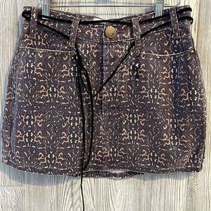 NEW! ONE TEASPOON ANIMAL PRINT Boho Jean Skirt Luxury Size 26 Woman Luxury Mini